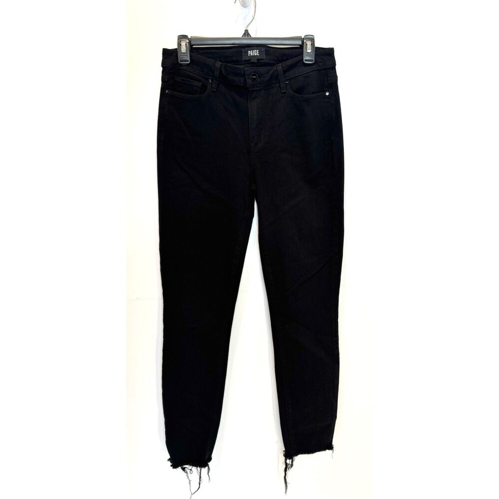 Paige Womens Jeans Size 29 Black Denim Raw Hem Skinny Jeans Hoxton Ankle